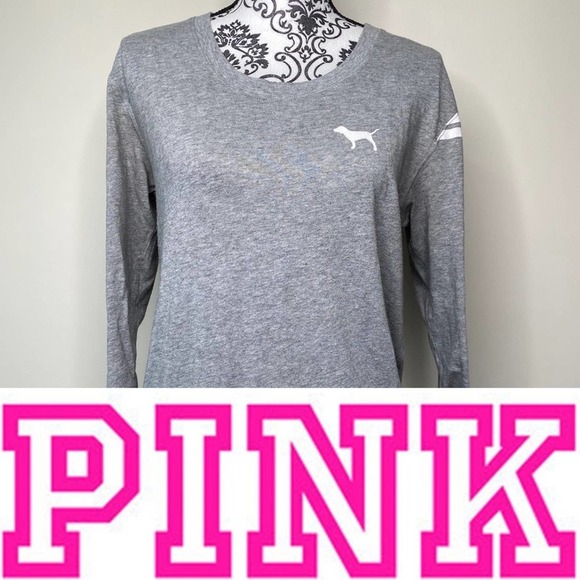 Victoria Secret’s PINK Gray 3/4 Sleeve T-Shirt Medium - Picture 1 of 9